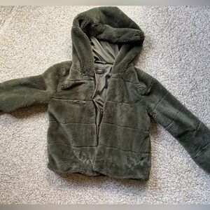 ONLY Cozy Olive Green Faux Fur Jacket